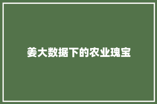 姜大数据下的农业瑰宝