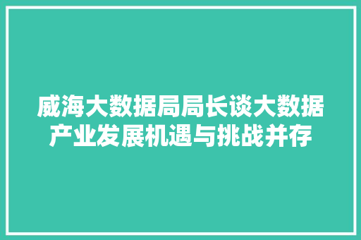 威海大数据局局长谈大数据产业发展机遇与挑战并存