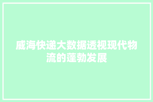 威海快递大数据透视现代物流的蓬勃发展