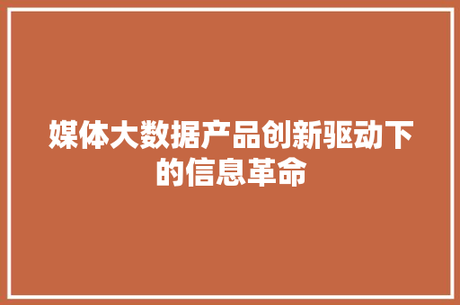 媒体大数据产品创新驱动下的信息革命