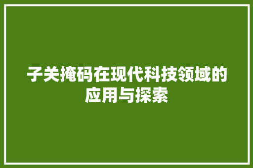 子关掩码在现代科技领域的应用与探索