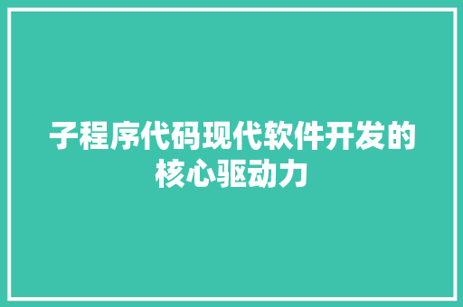 子程序代码现代软件开发的核心驱动力