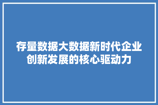 存量数据大数据新时代企业创新发展的核心驱动力