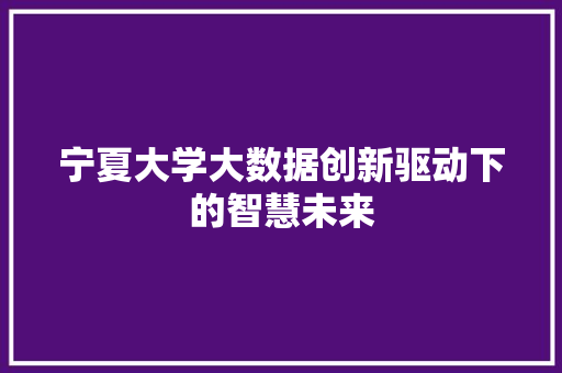 宁夏大学大数据创新驱动下的智慧未来