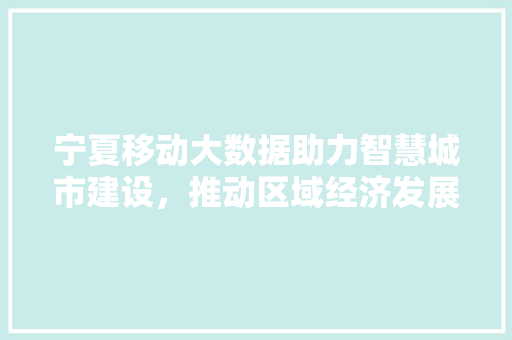 宁夏移动大数据助力智慧城市建设，推动区域经济发展