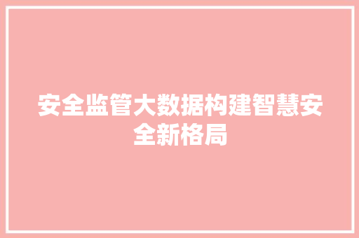 安全监管大数据构建智慧安全新格局