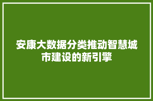 安康大数据分类推动智慧城市建设的新引擎