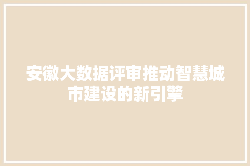 安徽大数据评审推动智慧城市建设的新引擎