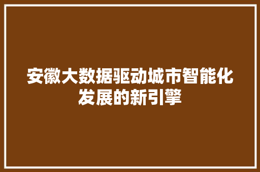 安徽大数据驱动城市智能化发展的新引擎