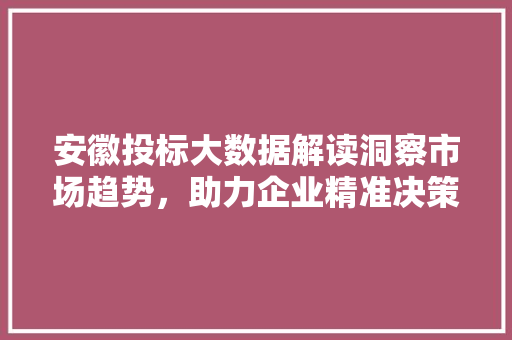 安徽投标大数据解读洞察市场趋势，助力企业精准决策