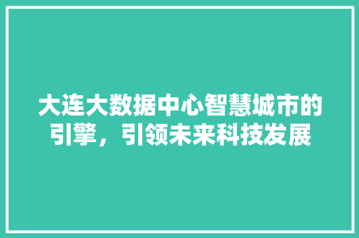 大连大数据中心智慧城市的引擎，引领未来科技发展