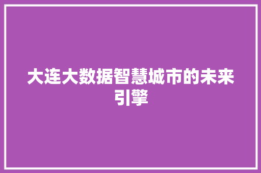 大连大数据智慧城市的未来引擎