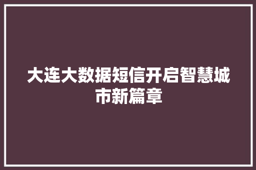 大连大数据短信开启智慧城市新篇章
