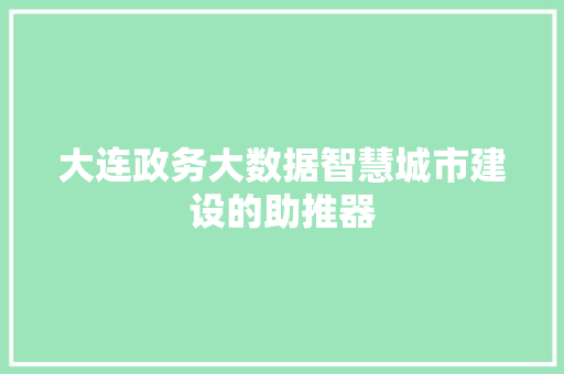 大连政务大数据智慧城市建设的助推器