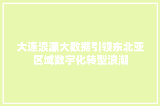 大连浪潮大数据引领东北亚区域数字化转型浪潮 响应式设计
