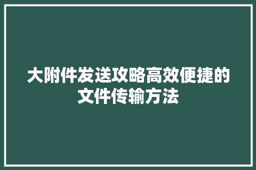 大附件发送攻略高效便捷的文件传输方法