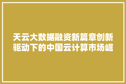 天云大数据融资新篇章创新驱动下的中国云计算市场崛起
