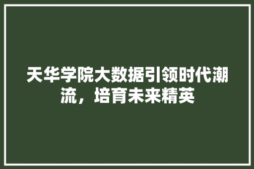 天华学院大数据引领时代潮流，培育未来精英