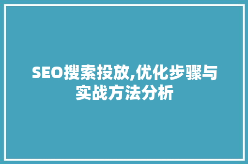 SEO搜索投放,优化步骤与实战方法分析 响应式设计