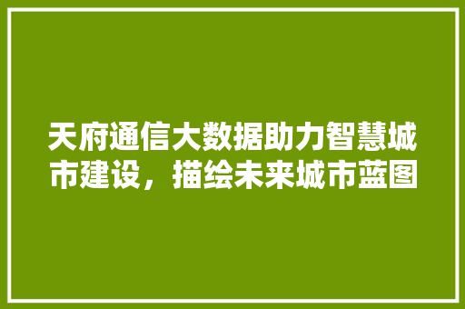 天府通信大数据助力智慧城市建设，描绘未来城市蓝图