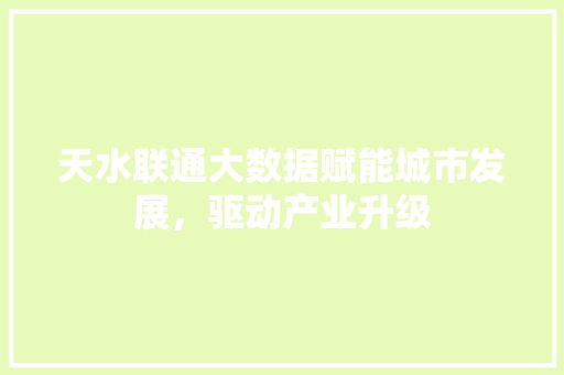 天水联通大数据赋能城市发展，驱动产业升级