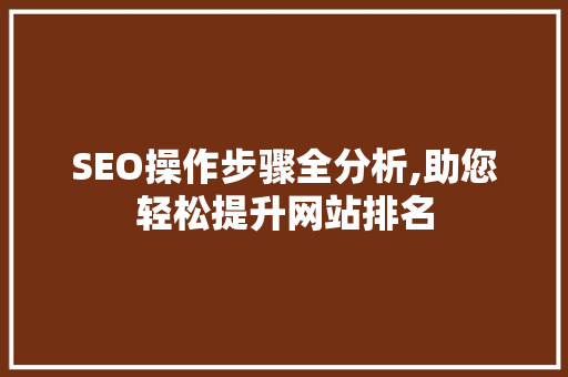 SEO操作步骤全分析,助您轻松提升网站排名 网站建设
