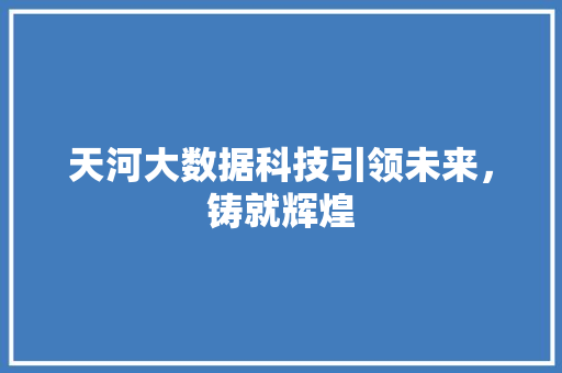 天河大数据科技引领未来，铸就辉煌