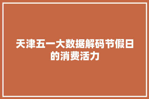 天津五一大数据解码节假日的消费活力