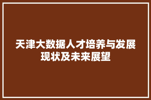 天津大数据人才培养与发展现状及未来展望