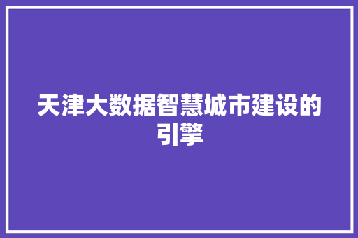 天津大数据智慧城市建设的引擎