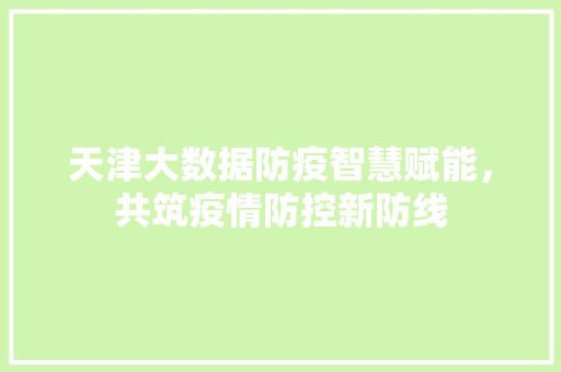 天津大数据防疫智慧赋能，共筑疫情防控新防线