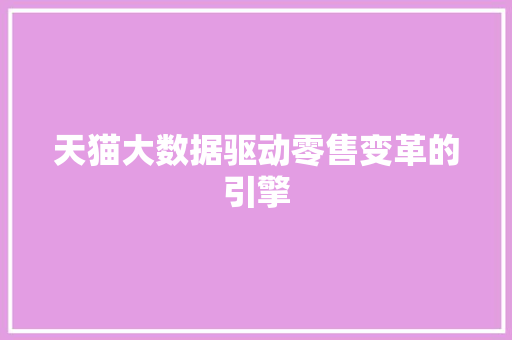天猫大数据驱动零售变革的引擎