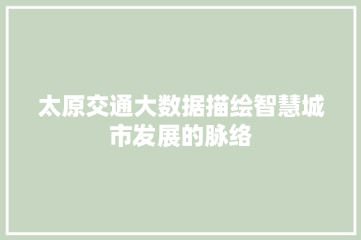 太原交通大数据描绘智慧城市发展的脉络