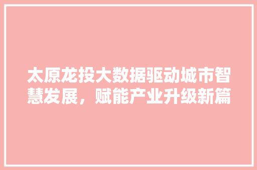 太原龙投大数据驱动城市智慧发展，赋能产业升级新篇章