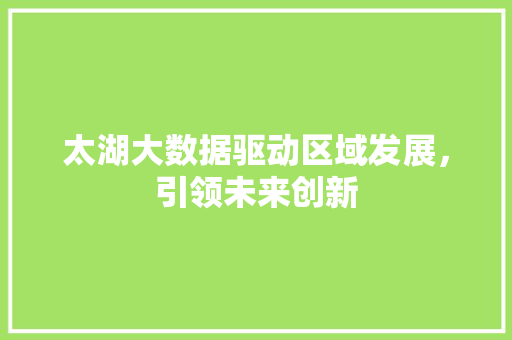 太湖大数据驱动区域发展，引领未来创新