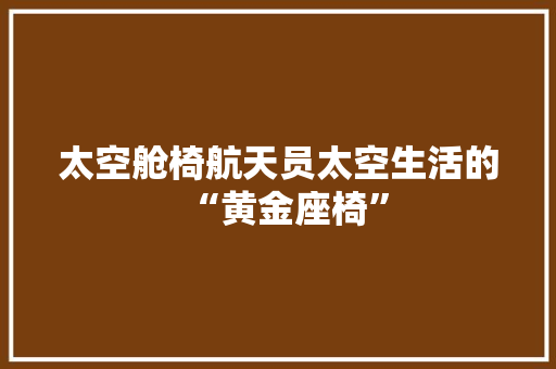 太空舱椅航天员太空生活的“黄金座椅”