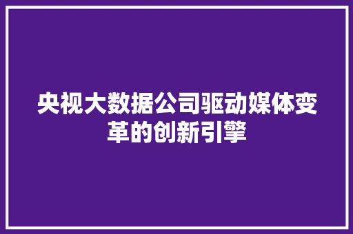 央视大数据公司驱动媒体变革的创新引擎