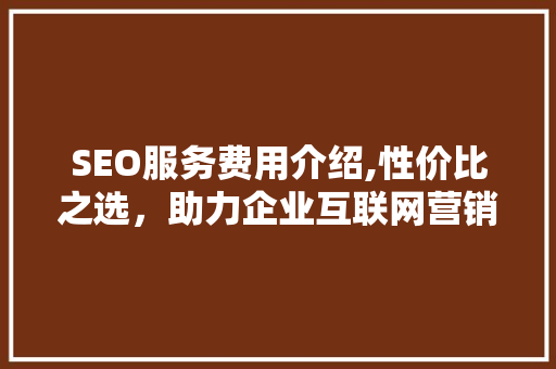 SEO服务费用介绍,性价比之选，助力企业互联网营销 网站建设