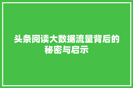 头条阅读大数据流量背后的秘密与启示