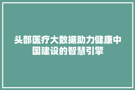 头部医疗大数据助力健康中国建设的智慧引擎