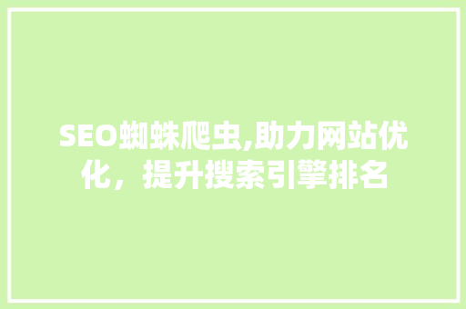 SEO蜘蛛爬虫,助力网站优化，提升搜索引擎排名