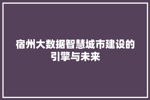 宿州大数据智慧城市建设的引擎与未来