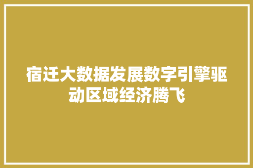 宿迁大数据发展数字引擎驱动区域经济腾飞