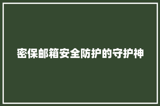 密保邮箱安全防护的守护神