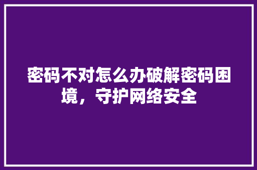 密码不对怎么办破解密码困境，守护网络安全