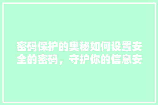 密码保护的奥秘如何设置安全的密码，守护你的信息安全