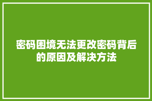 密码困境无法更改密码背后的原因及解决方法