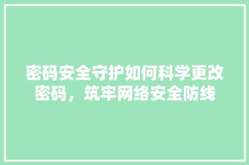 密码安全守护如何科学更改密码，筑牢网络安全防线