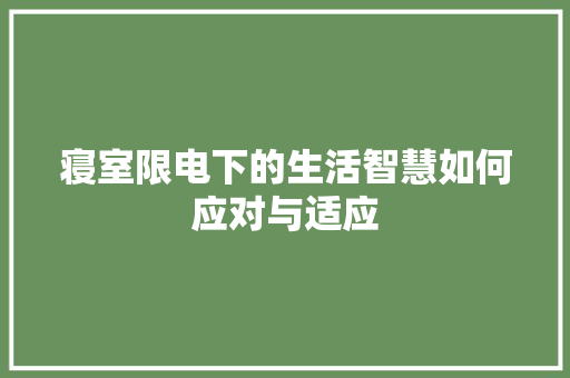 寝室限电下的生活智慧如何应对与适应