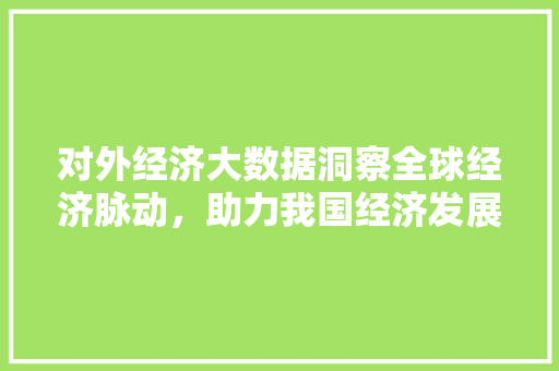 对外经济大数据洞察全球经济脉动，助力我国经济发展